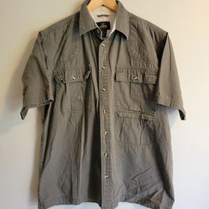 RedHead Army Green Short Sleeve Button Down, XL